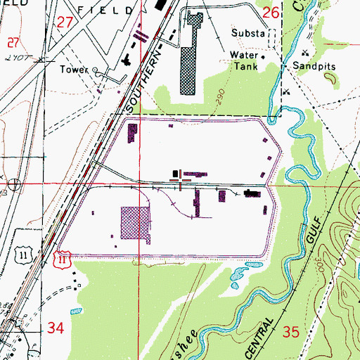 Topographic Map of Mer-Lauderdale County Industrial Park, MS