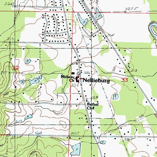 Topographic Map of Midway Baptist Church, MS