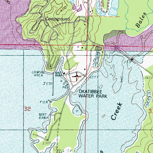 Topographic Map of Okatibbee Water Park, MS
