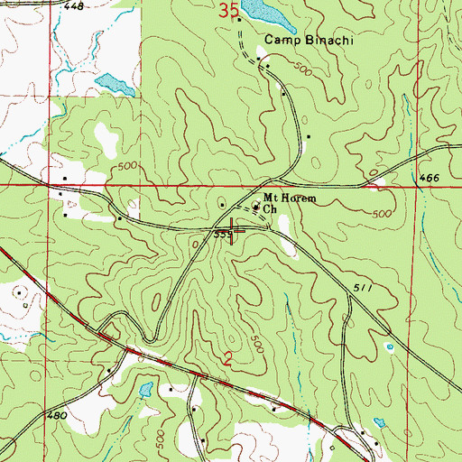 Topographic Map of Old Whynot Church (historical), MS