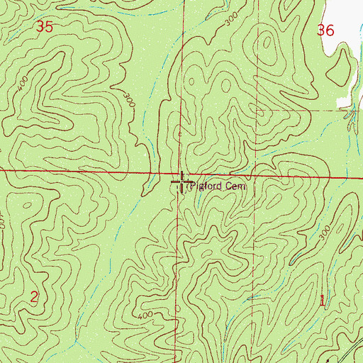 Topographic Map of Pigford Cemetery, MS