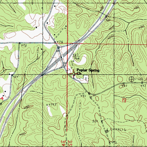 Topographic Map of Poplar Spring Church, MS