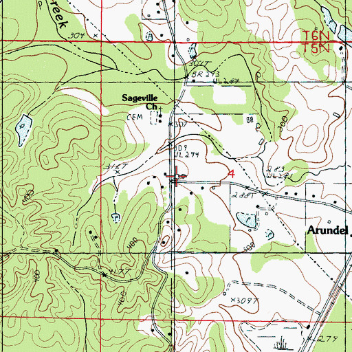 Topographic Map of Sterling, MS