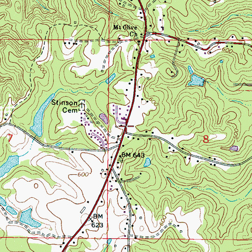 Topographic Map of Stinson, MS