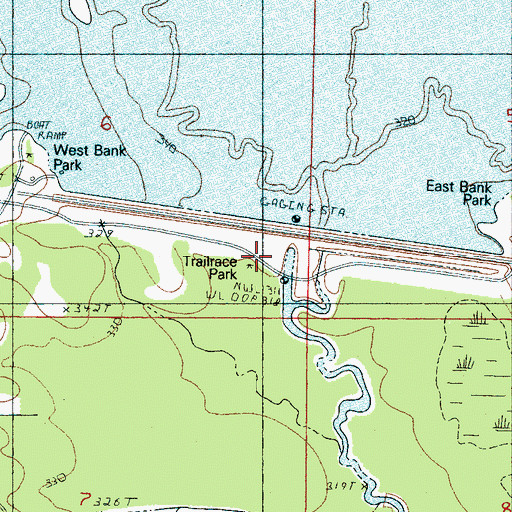 Topographic Map of Trailrace Park, MS