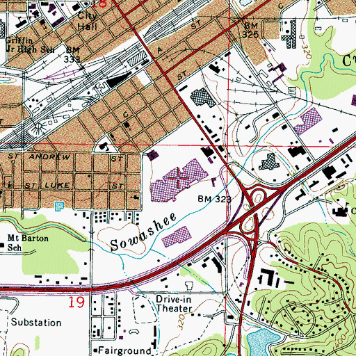 Topographic Map of Village Fail Mall Shopping Center, MS