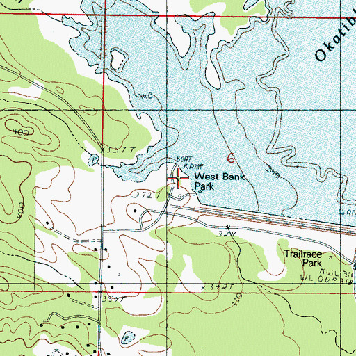 Topographic Map of West Bank Park, MS