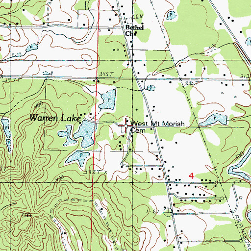 Topographic Map of West Mount Moriah Cemetery, MS
