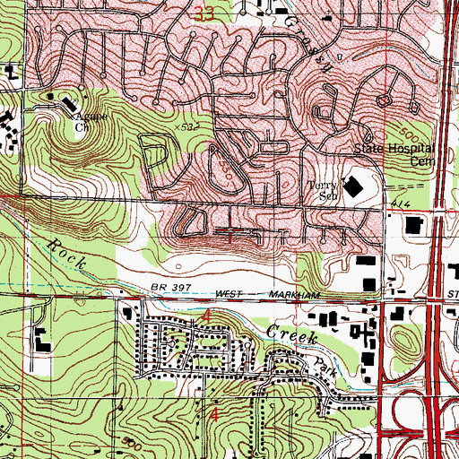Topographic Map of Mesa View, AR