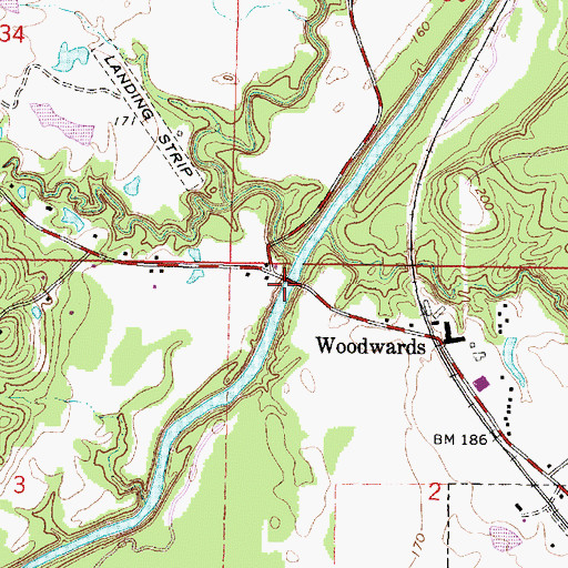 Topographic Map of Davis Ferry (historical), MS