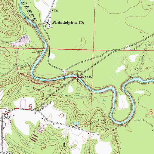Topographic Map of Dyess Bridge, MS