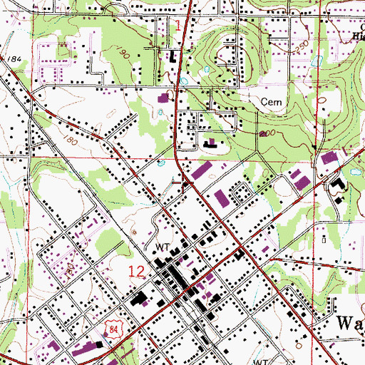 Topographic Map of First Assembly of God Church, MS