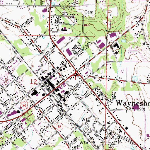Topographic Map of First Baptist Church, MS