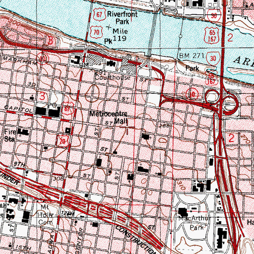 Topographic Map of Metrocentre Mall, AR