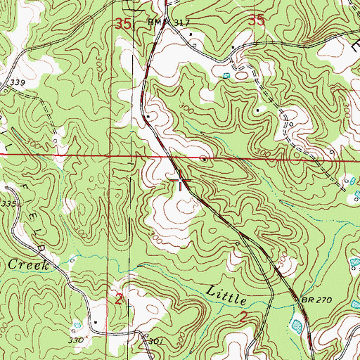 Topographic Map of Melvin School (historical), MS