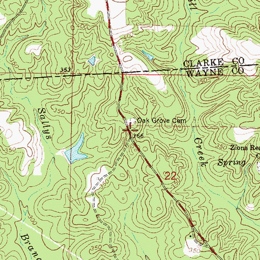 Topographic Map of Oak Grove Church (historical), MS