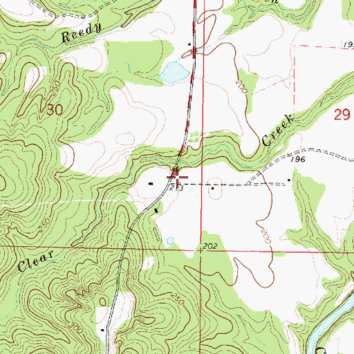 Topographic Map of Red Level School (historical), MS
