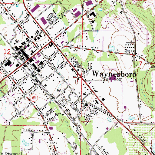 Topographic Map of Saint Bernadettes Catholic Church, MS