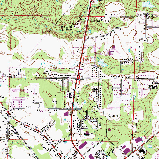 Topographic Map of Southern Methodist Church of Waynesboro, MS