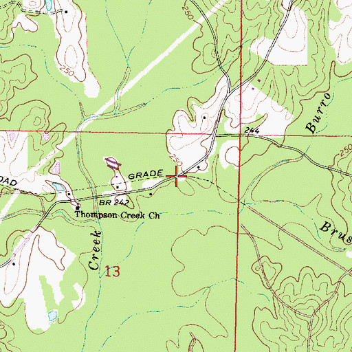 Topographic Map of Wards Camp (historical), MS