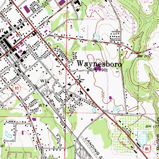 Topographic Map of Wayne Haven United Methodist Church, MS