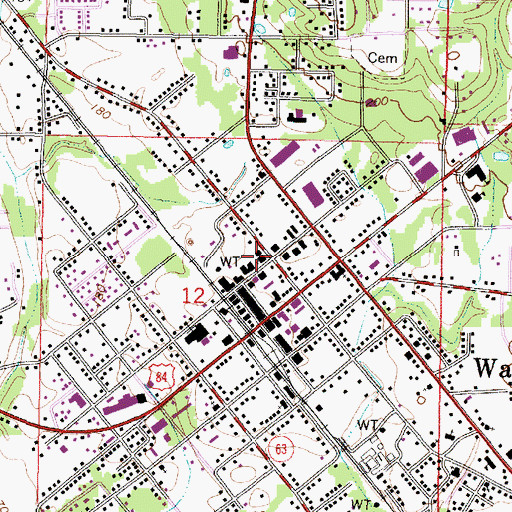 Topographic Map of Waynesboro Presbyterian Church, MS