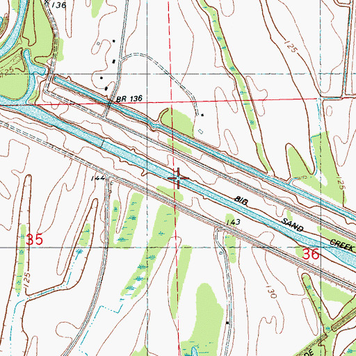 Topographic Map of Big Sand Creek Cutoff, MS