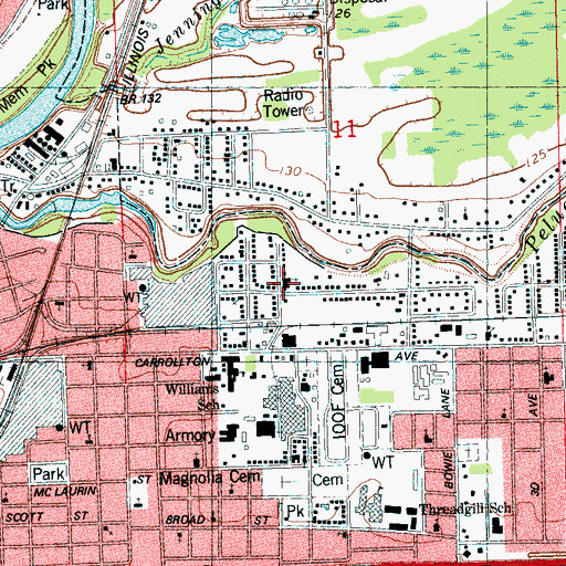 Topographic Map of Calvary Baptist Church, MS
