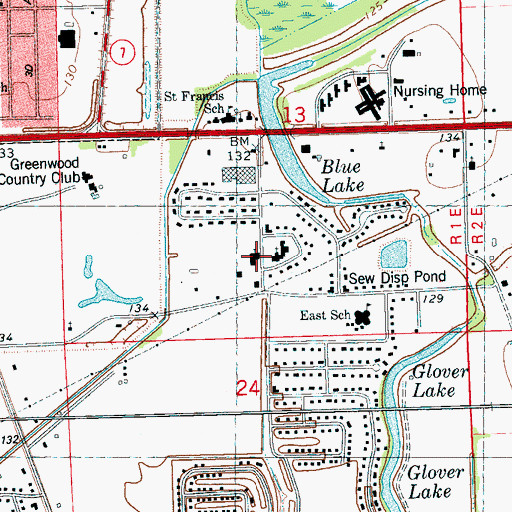 Topographic Map of Church of God, MS