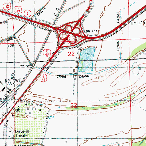 Topographic Map of Craig Canal, MS