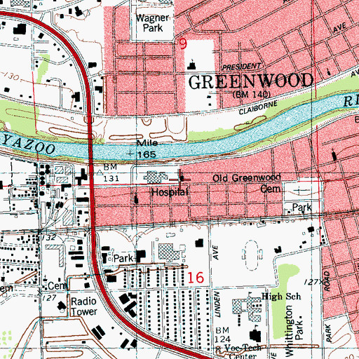 Topographic Map of First Assembly of God Church, MS