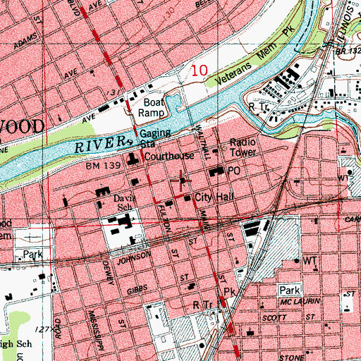 Topographic Map of First Presbyterian Church, MS
