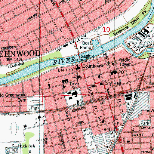 Topographic Map of First United Methodist Church, MS
