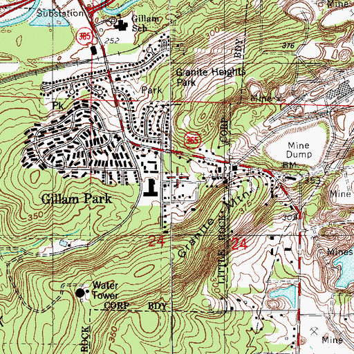 Topographic Map of Mount Calvary Baptist Church, AR