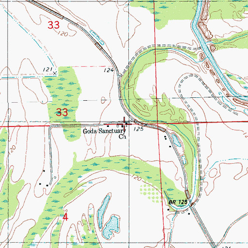 Topographic Map of Gods Sanctuary Church, MS