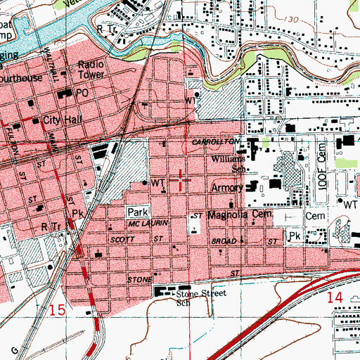 Topographic Map of Greater Bethel Apostolic Temple, MS