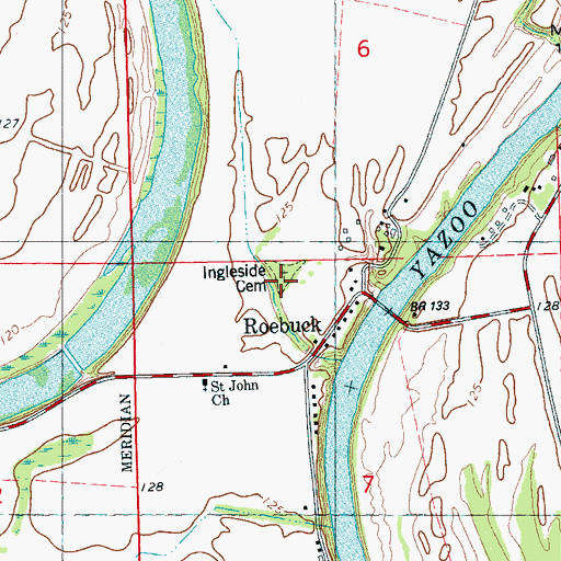 Topographic Map of Ingleside Cemetery, MS
