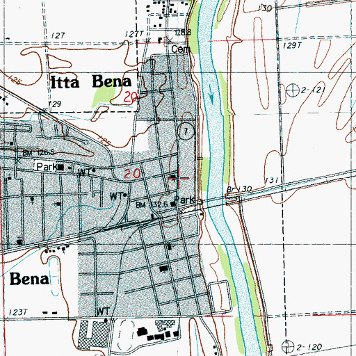 Topographic Map of Itta Bena-Morgan City Presbyterian Church, MS