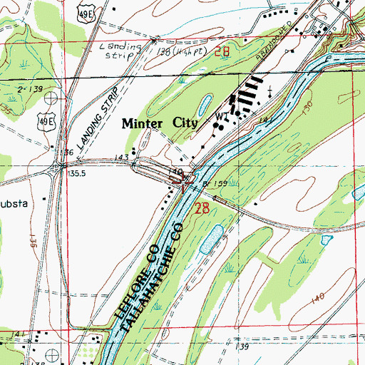Topographic Map of James Minter Ferry (historical), MS