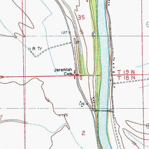 Topographic Map of Jeremiah Cemetery, MS