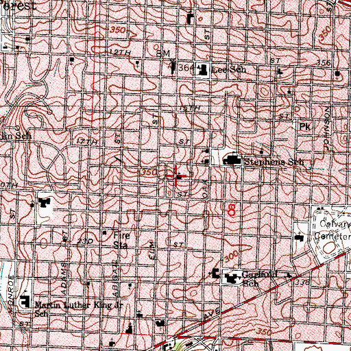 Topographic Map of Mount Olive Baptist Church, AR