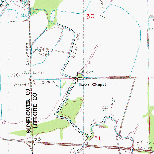 Topographic Map of Jones Chapel, MS