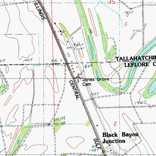 Topographic Map of Jones Grove Cemetery, MS