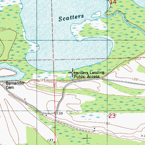 Topographic Map of Landers Landing Public Access, MS