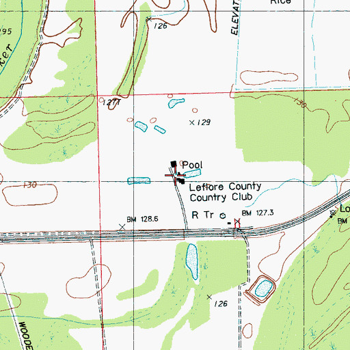 Topographic Map of Leflore County Country Club, MS