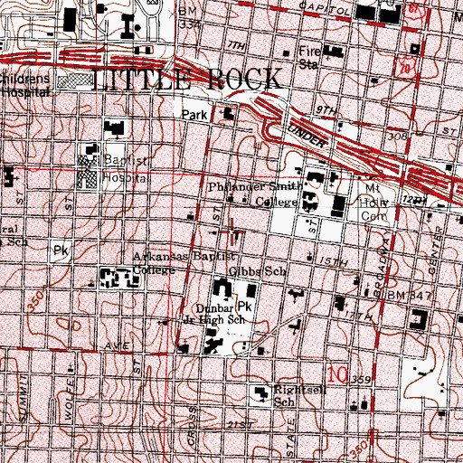 Topographic Map of Mount Pleasant Baptist Church, AR