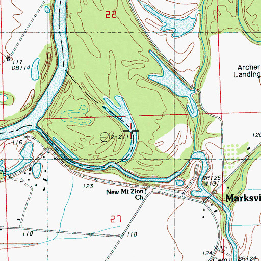 Topographic Map of McAffees Ferry (historical), MS