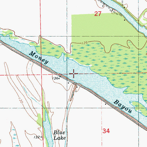 Topographic Map of Money Bayou, MS