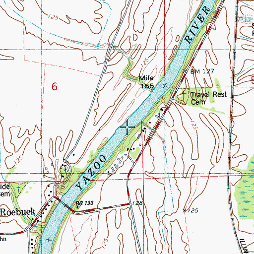 Topographic Map of Murdocks Ferry (historical), MS