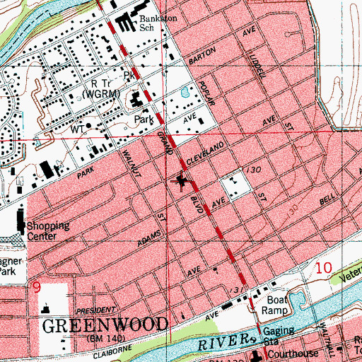 Topographic Map of North Greenwood Baptist Church, MS
